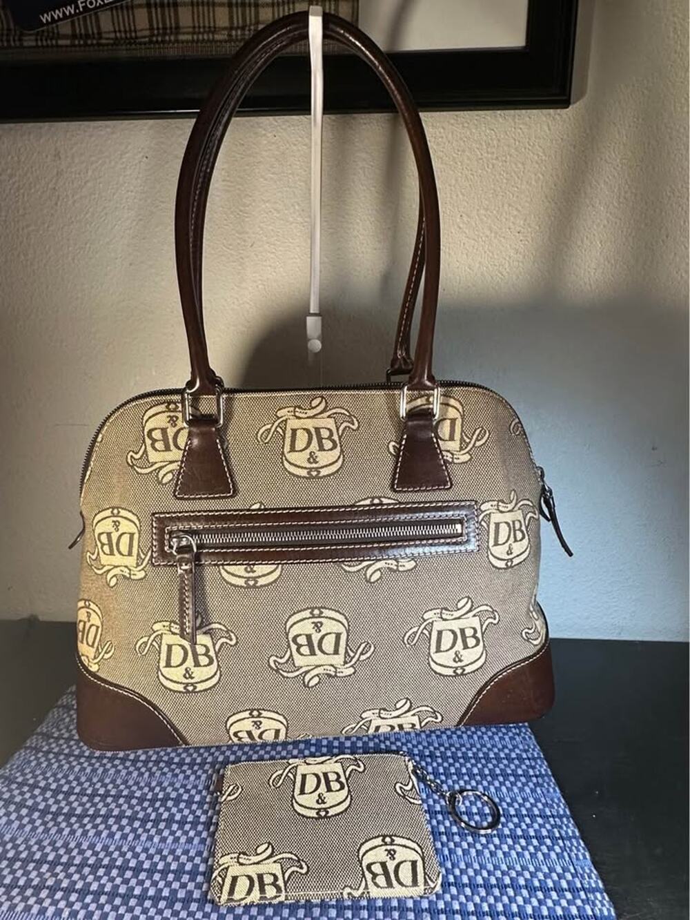 Dooney & Bourke Donegal Crest Domed Canvas Satchel with its matching wristlet